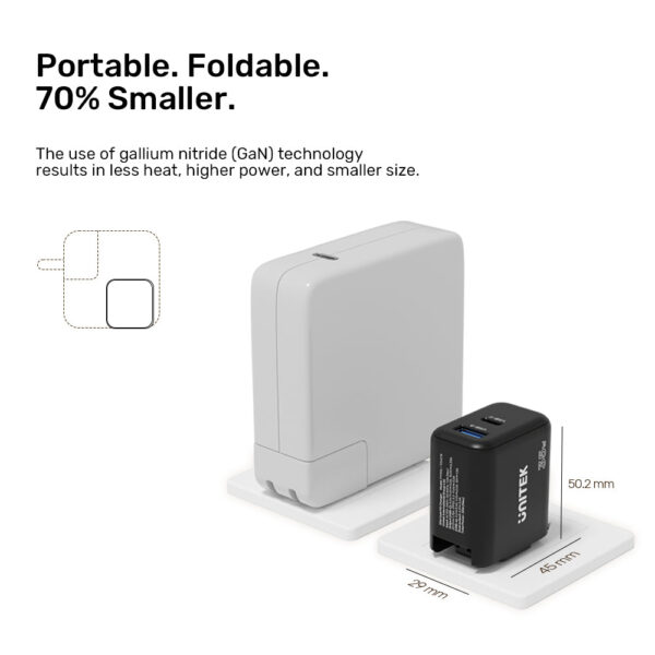 UNITEK 35W GaN Wall Charger 3-in-1 Plugs Ultra-Compact Dual Port USB-C & USB-A Fast Charger - Image 5