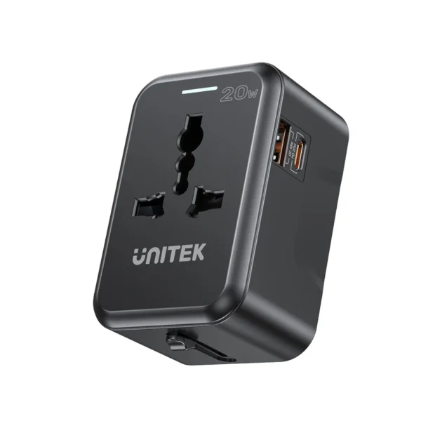 UNITEK P1120ABK01 20W Universal Travel Adapter Dual USB-C PD
