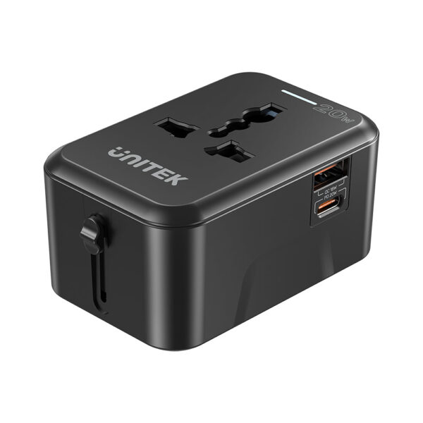 UNITEK 20W Universal Travel Adapter Dual USB-C PD & USB-A QC 3.0 Fast Charging Ports - Image 8