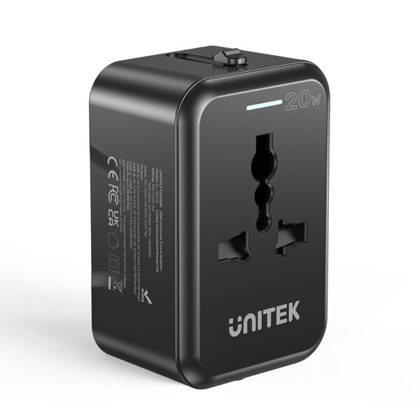 UNITEK 20W Universal Travel Adapter Dual USB-C PD & USB-A QC 3.0 Fast Charging Ports - Image 9