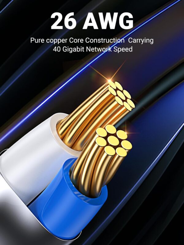 UGREEN 15246 CAT 8 Gaming Ethernet Cable 40Gbps 2000MHz High-Speed (1.5 Meter) SF/FTP 26AWG Braided RJ45 Ethernet Cord - Image 5