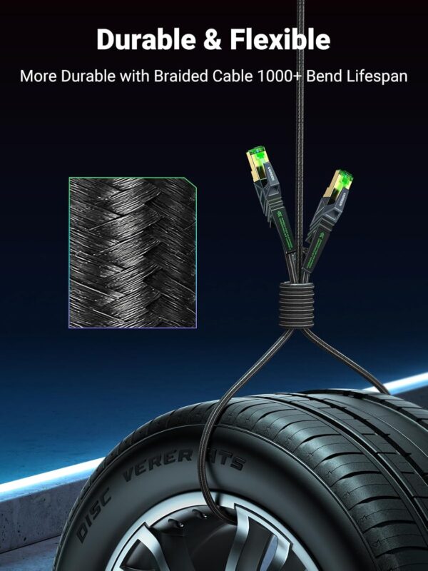 UGREEN 15246 CAT 8 Gaming Ethernet Cable 40Gbps 2000MHz High-Speed (1.5 Meter) SF/FTP 26AWG Braided RJ45 Ethernet Cord - Image 7