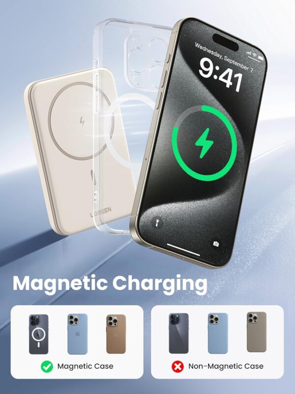 UGREEN 25207 Magnetic Power Bank 5000mAh PD Fast Charging USB-C for Magsafe iPhone 12-16 Series - Image 7