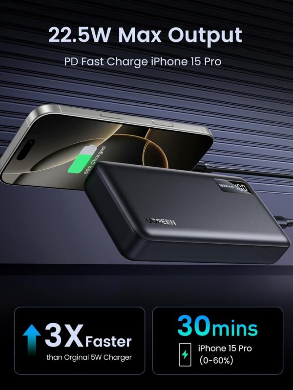 UGREEN 25683 Power Bank 20000mAh 22.5W PD 3.0 Fast Charging Battery iPhone 16/15 /14/13 - Image 4