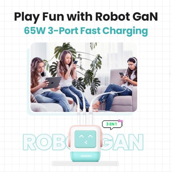 UGREEN 35855 UNO 65W USB C 3-Port GaN Fast Charger for iPhone 16/15 Pro Max - Image 3