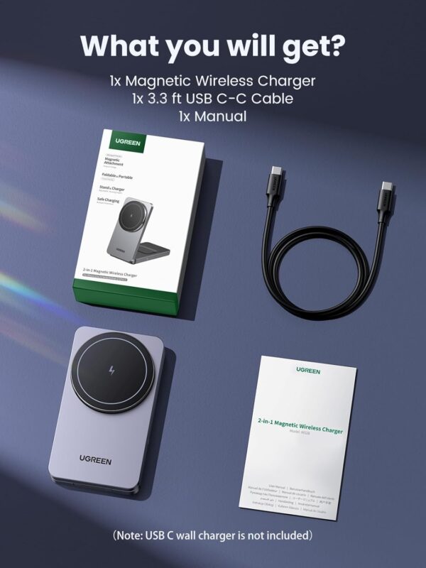 UGREEN 45056 2-in-1 Mag Safe Charger Stand for iPhone 12-16 Series AirPods 3/2/Pro - Image 9