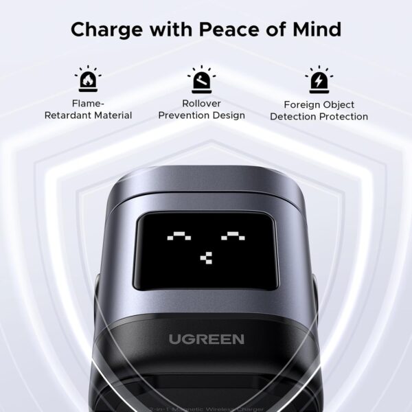 UGREEN 45775 Uno 2-in-1 Qi2 Magnetic Foldable Wireless Charging Station for iPhone 12-16 Series AirPods 3/2/Pro - Image 5