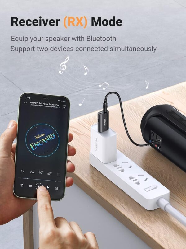 UGREEN 60300 Bluetooth 5.1 Transmitter Receiver 2-in-1 Wireless USB Adapter with Built-in Microphone 3.5mm Audio Bluetooth Dongle - Image 4