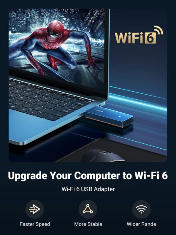 UGREEN 90340 WiFi-6 AX1800 1800Mbps WiFi Adapter 5G 2.4G Dual Band WiFi Dongle for PC Laptop - Image 4