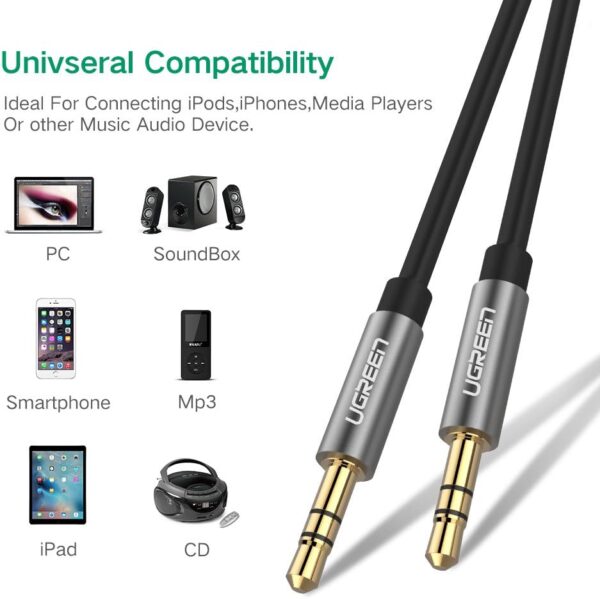 UGREEN 10735 3.5mm Male to Male Audio Cable (2 Meter) Black - Image 3