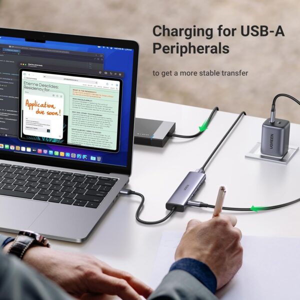 UGREEN 20805 USB 3.0 Hub 4 Ports Aluminum Ultra-Slim USB Multiport Adapter Powered USB C - Image 4