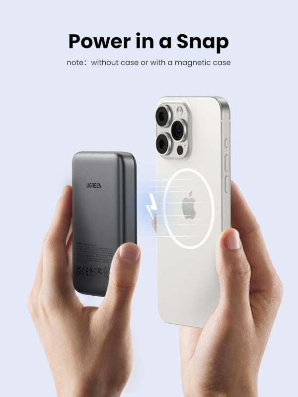 UGREEN 25919 Magsafe 10000mAh 20W Qi Certified Magnetic Wireless Power Bank for iPhone 12-16 Series - Image 7