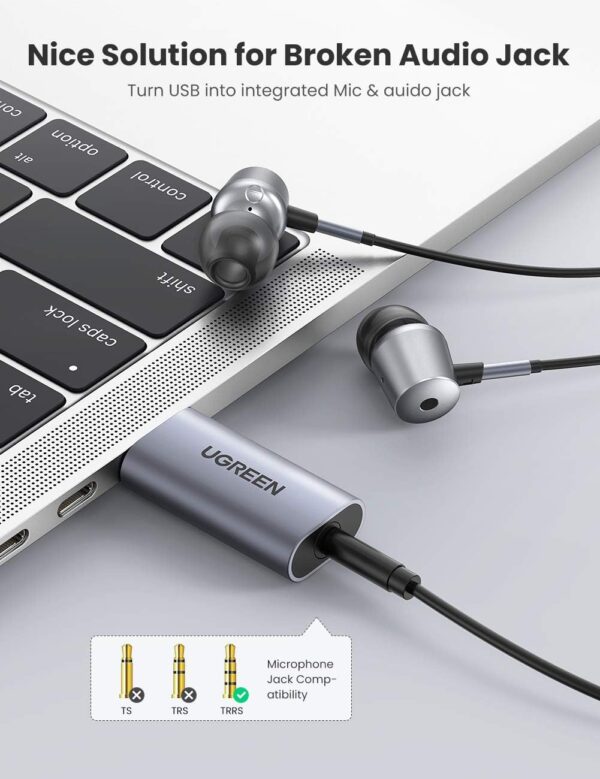 UGREEN 80864 USB A to 3.5mm Audio Jack USB External Sound Card - Image 9