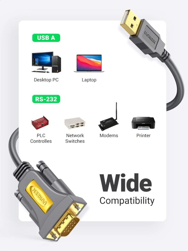 UGREEN 20223 USB to DB9 RS-232 Adapter Cable (3 Meters) PL2303 Chipset - Image 7