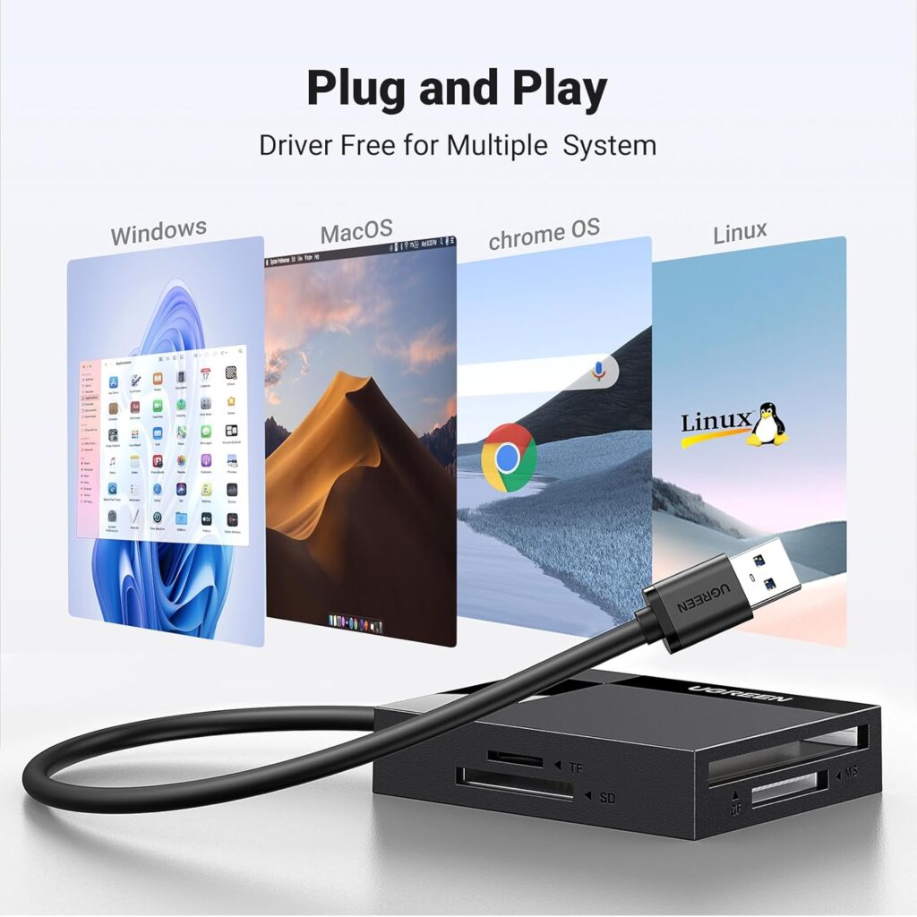 Jansicotek 7-in-2 Card Reader USB 3.0/USB C Card Hub Adapter 5Gbps Read