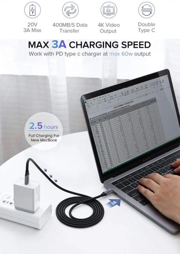 UGREEN 50751 USB 3.1 Type-C to Type-C Cable (1.5 Meter) 5Gbps Fast Data Transfer - Image 3