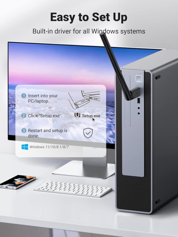 UGREEN 90339 AC650 USB WiFi Adapter for PC Desktop - Image 6