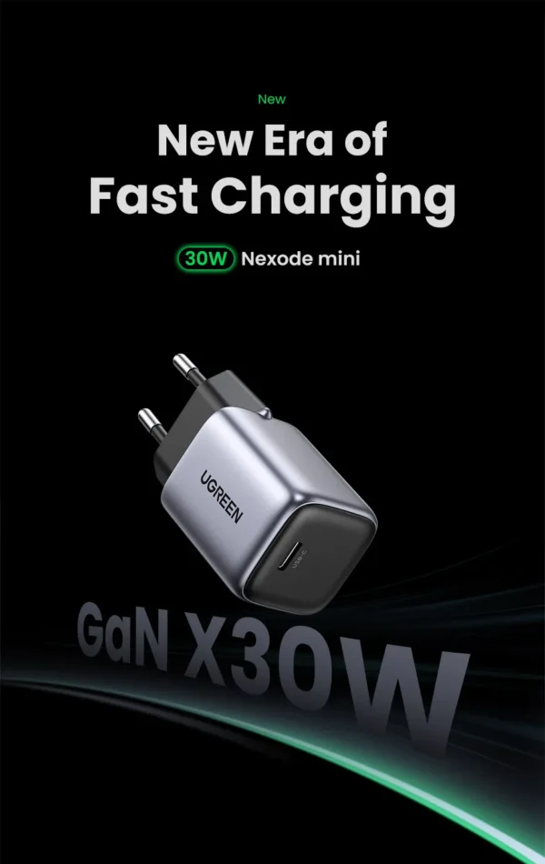 UGREEN 90666 Nexode 30W USB C Fast Charger with GaN Tech Compatible with iPhone 16 Plus Pro Max - Image 2