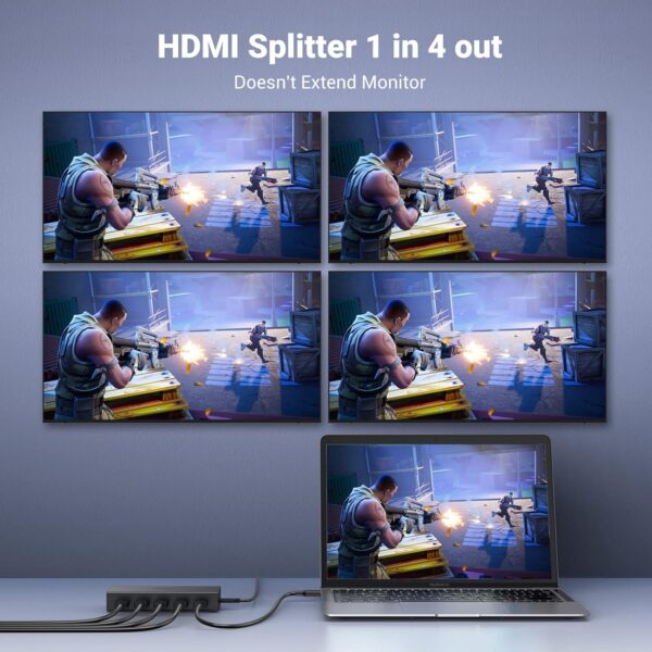 UGREEN 90514 HDMI Splitter 1 in 4 Out 4K@60Hz Support EDID HDCP 2.2/1.4 3D HDR - Image 2