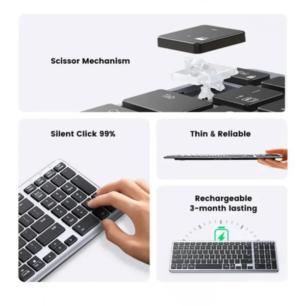 UGREEN 15258 Ultra Slim Wireless Keyboard Bluetooth 5.0 & 2.4G - Image 2