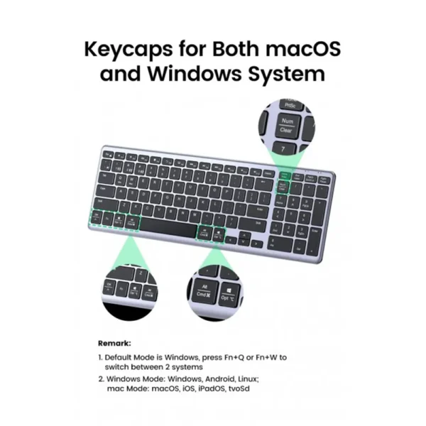 UGREEN 15258 Ultra Slim Wireless Keyboard Bluetooth 5.0 & 2.4G - Image 5