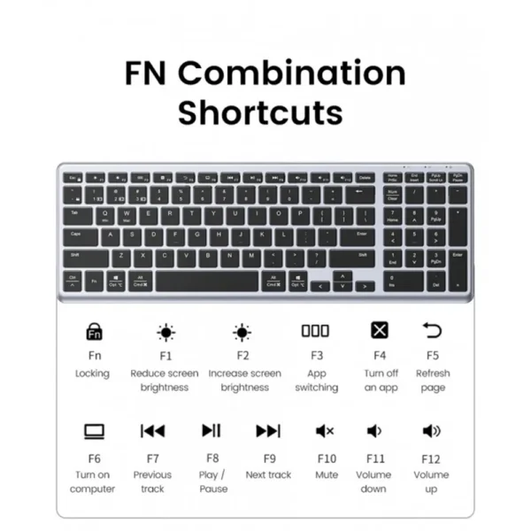 UGREEN 15258 Ultra Slim Wireless Keyboard Bluetooth 5.0 & 2.4G - Image 12