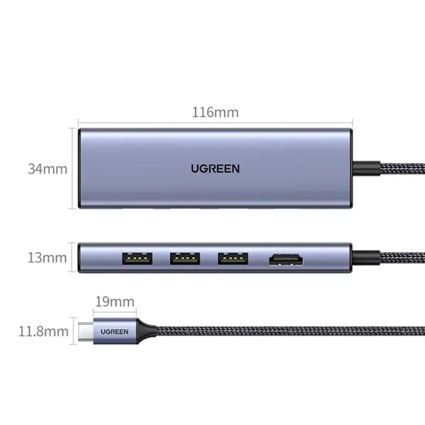 UGREEN 20956A 6-in-1 USB-C Hub 4K HDMI, 3 USB 3.0 Ports, SD & TF Card Readers - Image 2