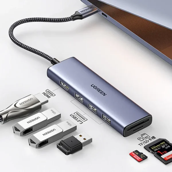UGREEN 20956A 6-in-1 USB-C Hub 4K HDMI, 3 USB 3.0 Ports, SD & TF Card Readers - Image 5