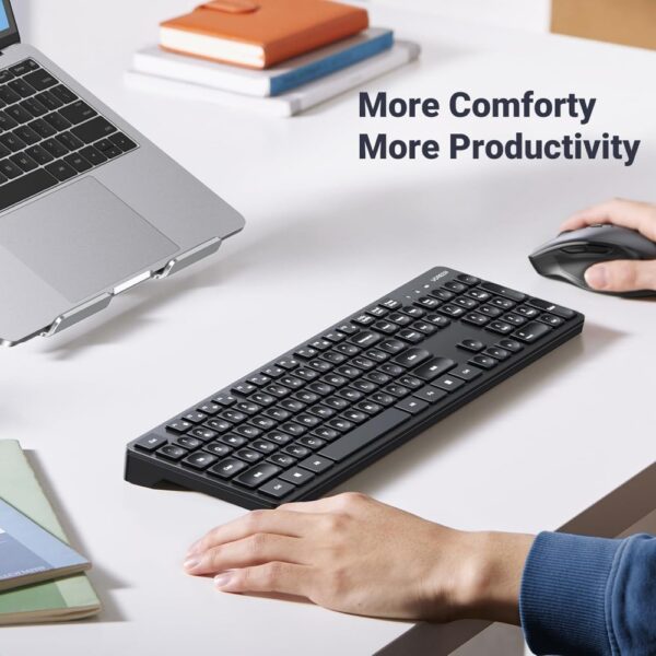 UGREEN 35735 Wireless Membrane Keyboard Full 104-Key Design Durable ABS Build - Image 4