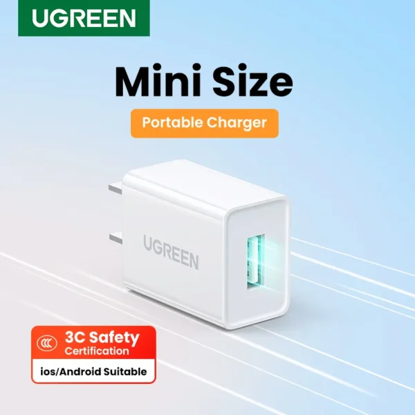 UGREEN 45306 5W 5V1A USB Wall Charger (White) US Plug - Image 2