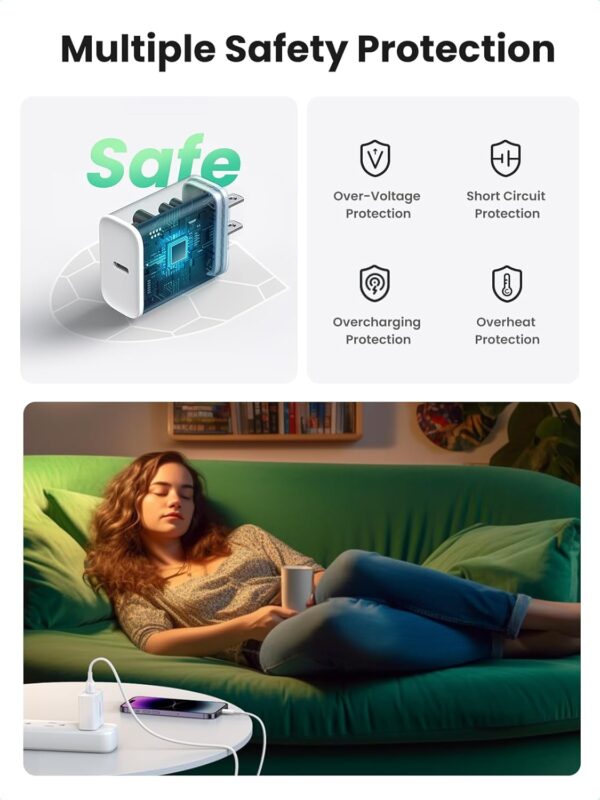 UGREEN 60450 20W USB C Charger PD 3.0 Fast Charger (White) EU Plug - Image 6