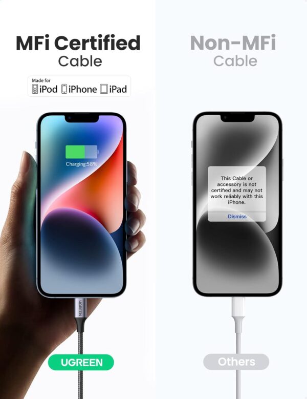 UGREEN 60759 USB C to Lightning Cable (1 Meter) MFi Certification Lightning Cable - Image 3