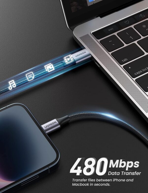 UGREEN 60759 USB C to Lightning Cable (1 Meter) MFi Certification Lightning Cable - Image 4