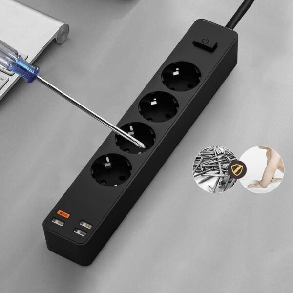 WIWU U01 EU Smart Power Strip 4 AC Outlets & 20W PD USB-C (Black) - Image 5