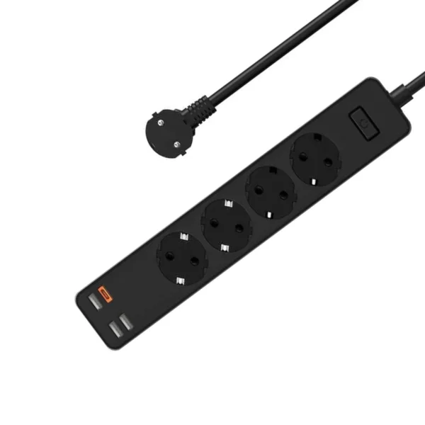 WIWU U01 EU Smart Power Strip 4 AC Outlets & 20W PD USB-C (Black) - Image 6
