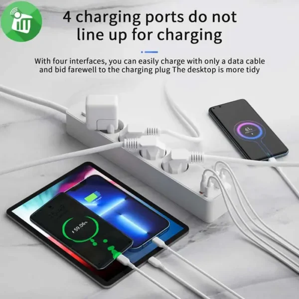 WIWU U01 EU Smart Power Strip 4 AC Outlets & 20W PD USB-C (Black) - Image 3