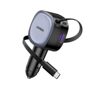 UGREEN 55653 75W Car Charger 2-in-1 Retractable Cable