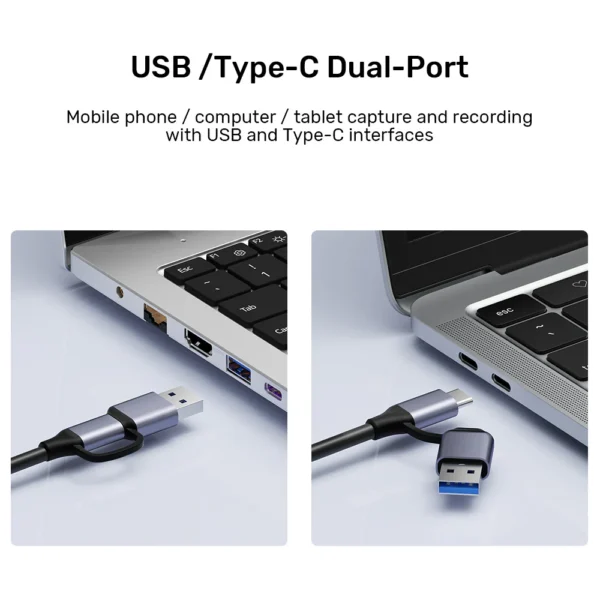 UNITEK 4K HDMI to USB-C USB-A Video Capture Card Plug & Play - Image 3