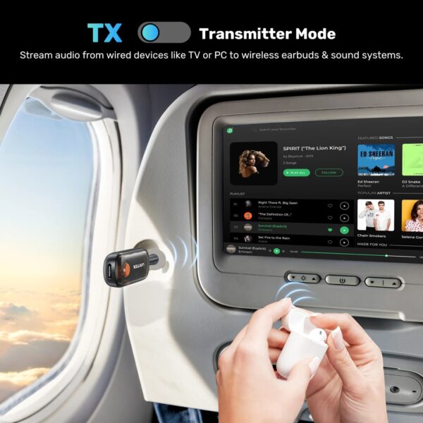 UNITEK 2-in-1 Bluetooth 5.3 Transmitter & Receiver Low Latency, Dual-Device Pairing - Image 4