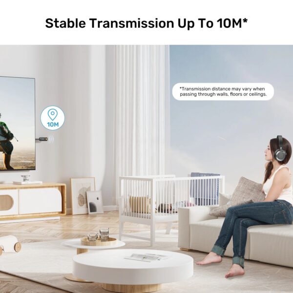 UNITEK 2-in-1 Bluetooth 5.3 Transmitter & Receiver Low Latency, Dual-Device Pairing - Image 6