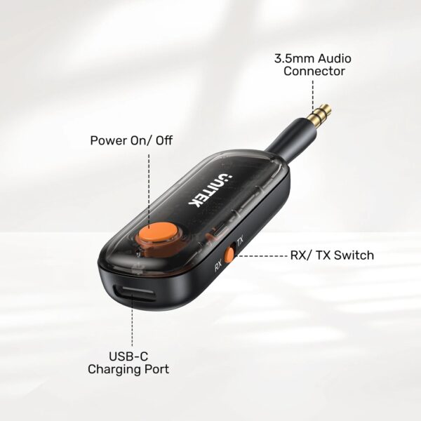 UNITEK 2-in-1 Bluetooth 5.3 Transmitter & Receiver Low Latency, Dual-Device Pairing - Image 12