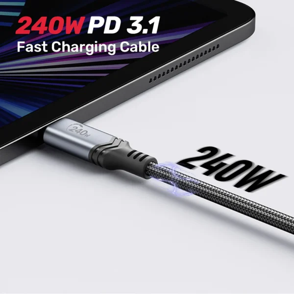 UNITEK 240W USB-C to USB-C PD 3.1 Fast Charging Cable (2 Meter) Nylon Braided - Image 3
