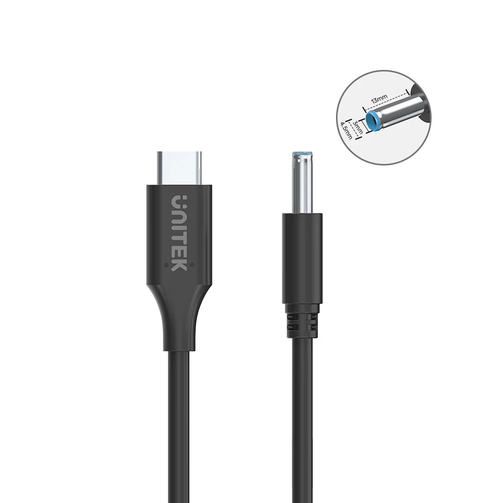 UNITEK USB-C to DC HP Laptops Blue Pin Charging Cable (1.8 Meter) 65W, PD Fast Charging - Image 2