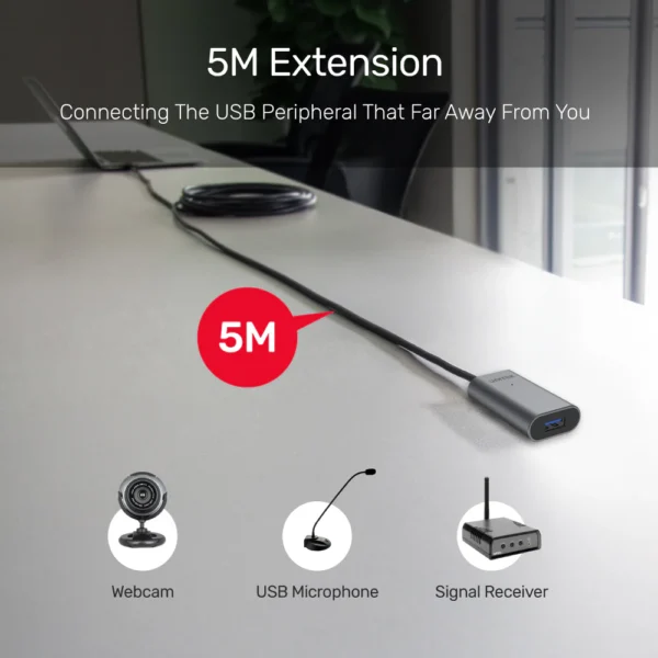 UNITEK USB-C to USB-A Active Extension Cable (5 Meter) High-Speed USB 3.0, 5Gbps Data Transfer - Image 2