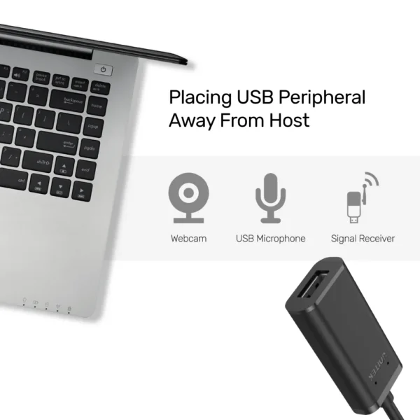 UNITEK USB 2.0 Male to Female Active Extension Cable (10 Meter) Black - Image 2