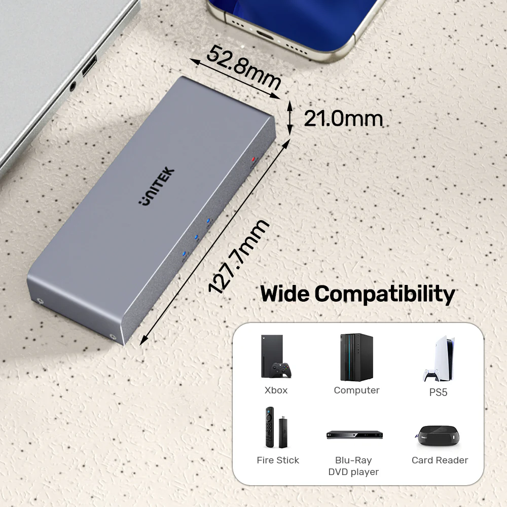 UNITEK HDMI Splitter 1 In 2 Out 4K@30Hz HDCP 1.4 Plug-and-Play - Image 6