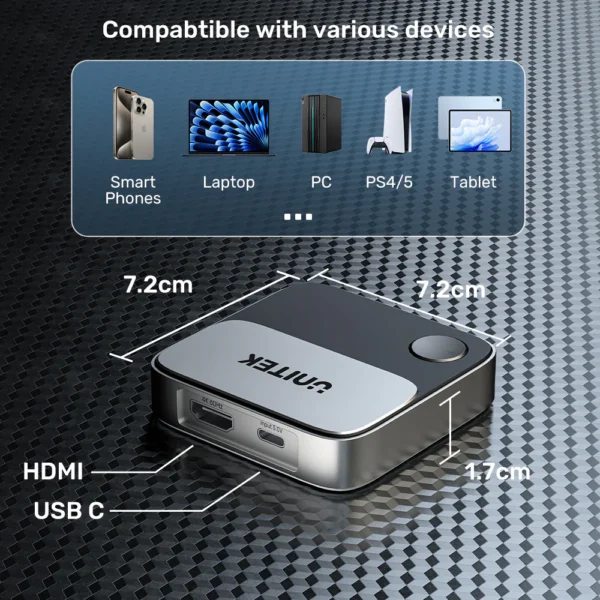 UNITEK 4K Wireless Screen Mirroring Device 4K@60Hz Ultra HD, Plug-and-Play - Image 7