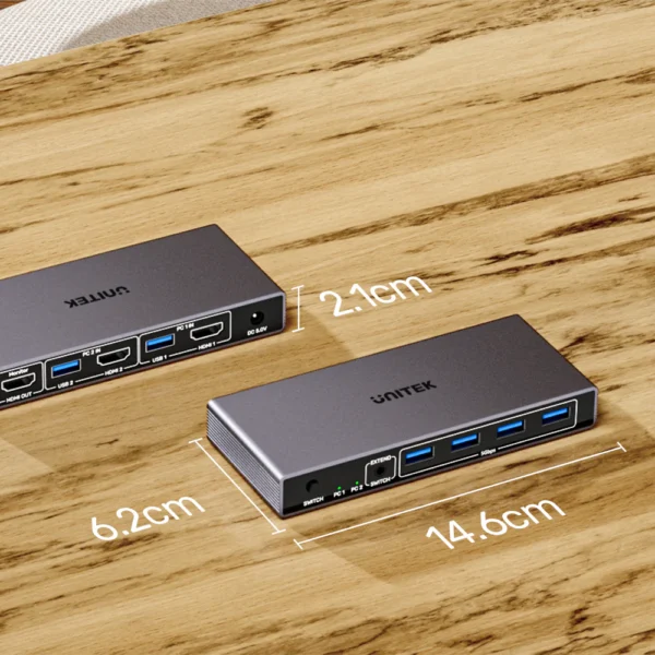 UNITEK HDMI KVM Switch 4K@60Hz, 4x USB 3.0 Ports (5Gbps) Plug-and-Play - Image 6