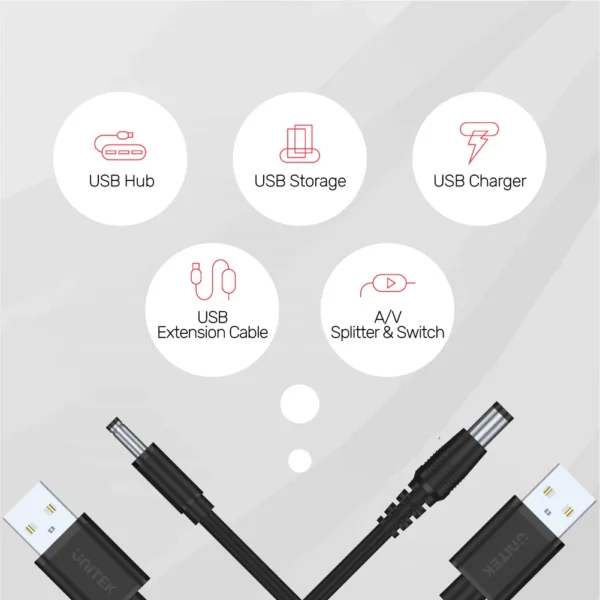 UNITEK USB-A to DC 3.5x1.35mm Power Charging Cable (1 Meter) 15W, 5V/3A, Nickel-Plated Connectors - Image 5