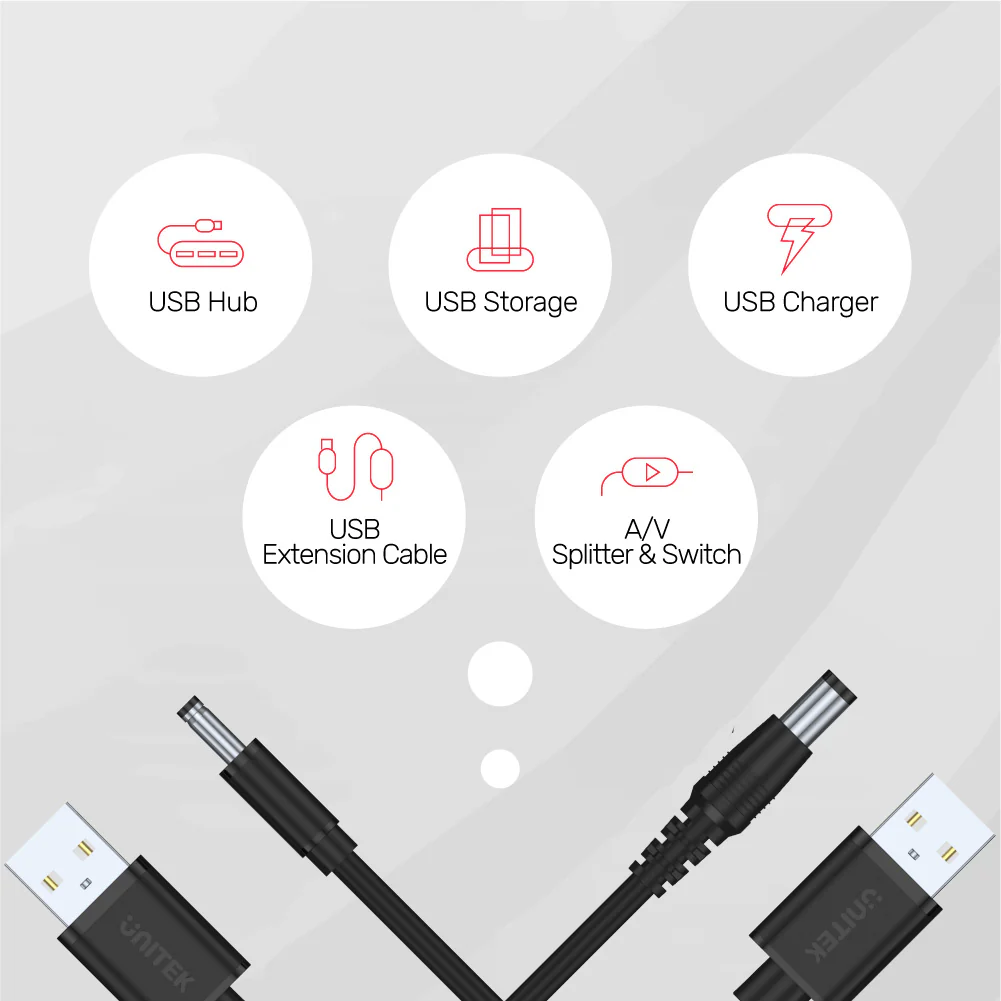 UNITEK USB-A to DC 3.5x1.35mm Power Charging Cable (1 Meter) 15W, 5V/3A, Nickel-Plated Connectors - Image 5
